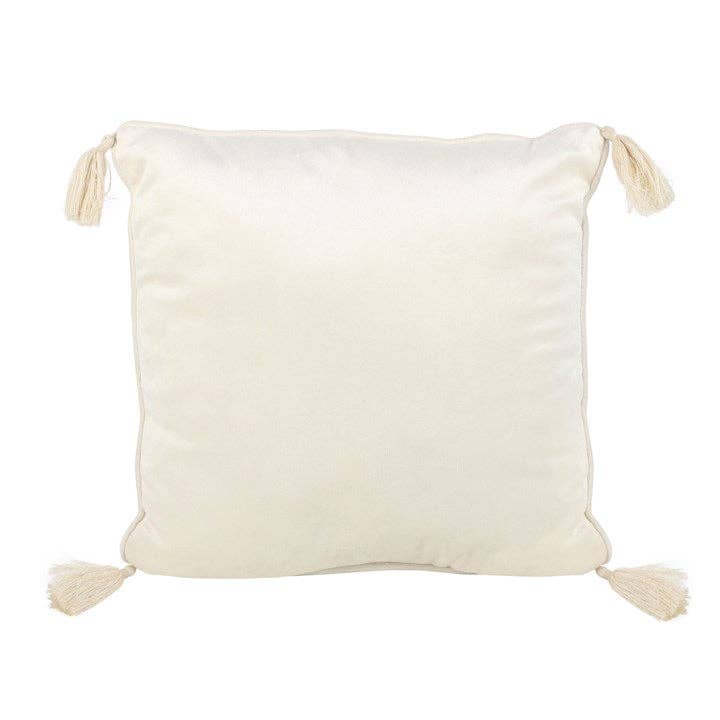 Coussin carré blanc cassé en forme de roue astrologique, 35 cm