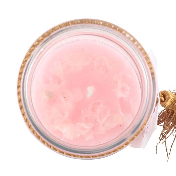Bougie Rose Mystique avec Cristaux de Quartz Rose