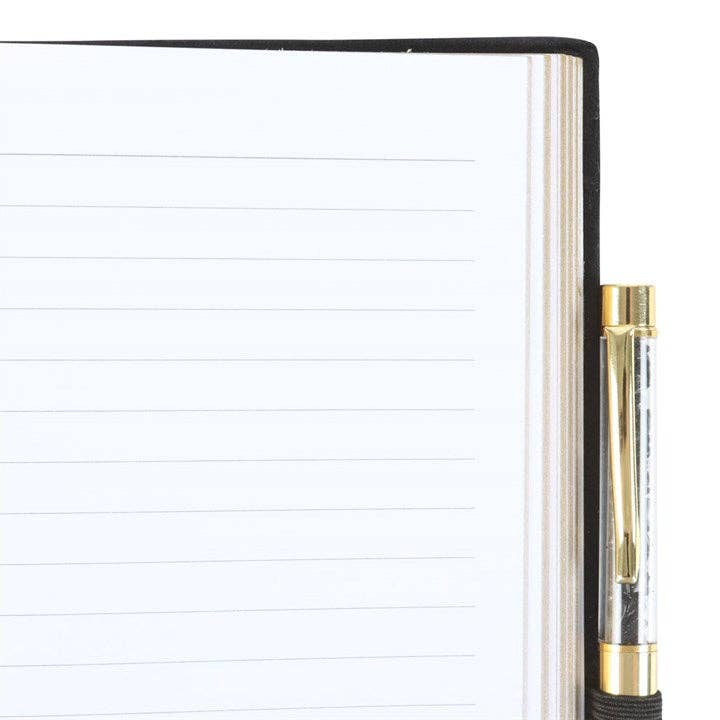 Grand Carnet de Notes Astrology avec stylo en obsidienne noire